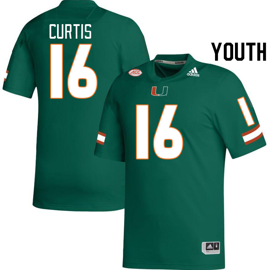 Youth #16 Malik Curtis Miami Hurricanes College Football Jerseys Stitched-Green